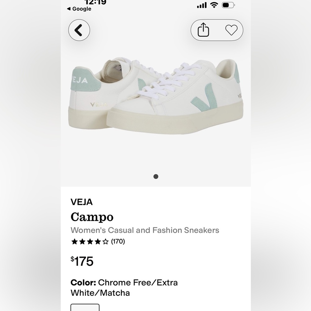 Veja Campo Sneakers in White and menthol.